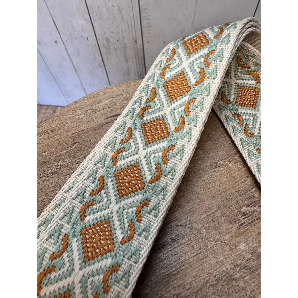 Mint Green Brown Purse Strap Wide Bag Strap Boho Crossbody Purse Strap